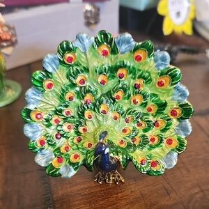Colorful Vintage Peacock Figurine trinket